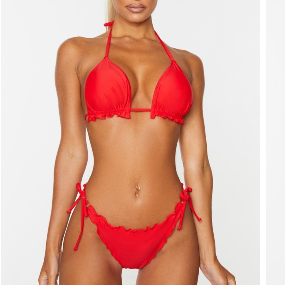 PLT red frill bikini